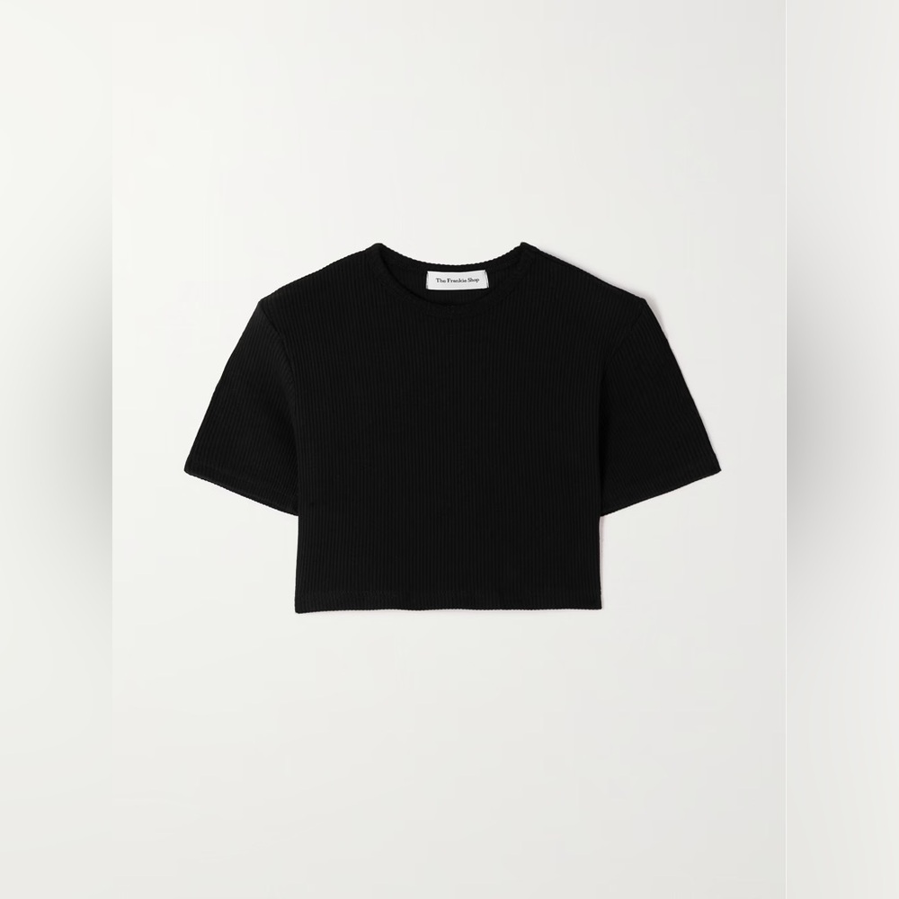 Frankie Shop Nico Cropped Ribbed Stretch Cotton Top
